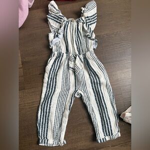 Jessica Simpson Cream and Navy Striped Girls Jumpsuit Romper